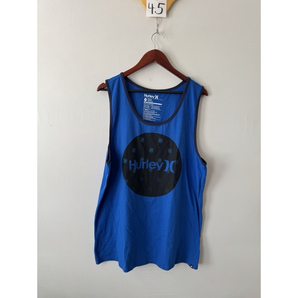 Hurley Premium Fit Men’s XL Blue Graphic Logo Sleeveless Cotton Jersey Tank